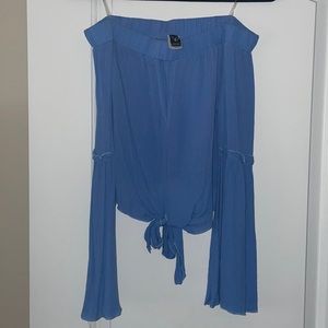 Windsor off the shoulder blue bell sleeved blouse